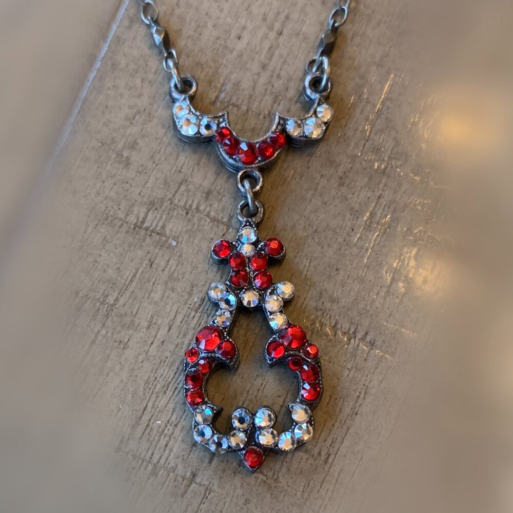 Anne Koplik Designs Vintage Rowan Red Crystal Pendant Necklace